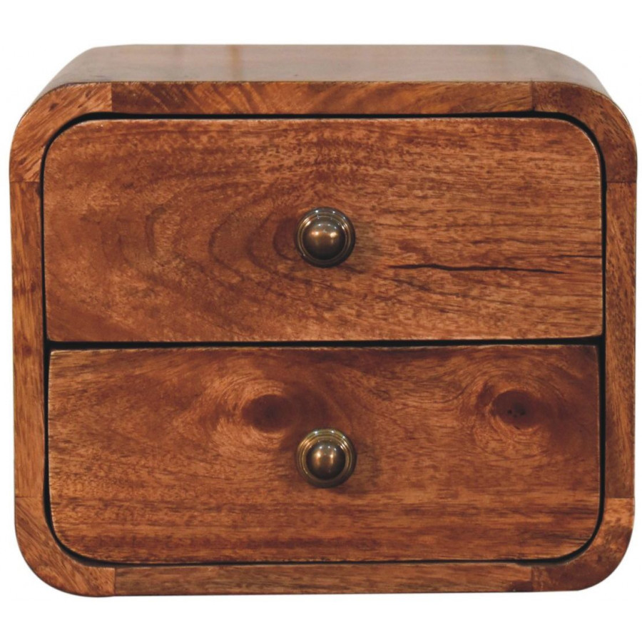 Artisan - Mini Curved Honey Caramel Wall Mounted Bedside