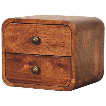 Artisan - Mini Curved Honey Caramel Wall Mounted Bedside
