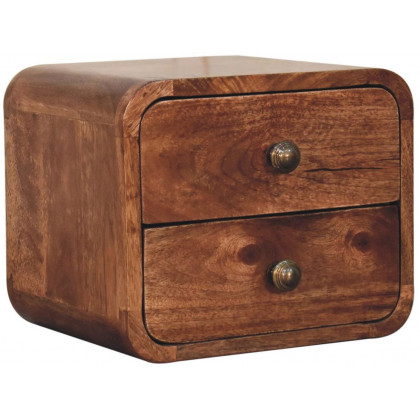 Artisan - Mini Curved Honey Caramel Wall Mounted Bedside
