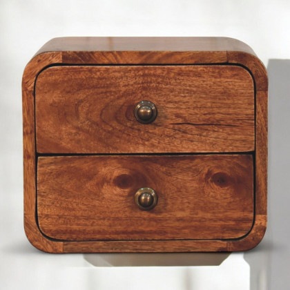 Artisan - Mini Curved Honey Caramel Wall Mounted Bedside