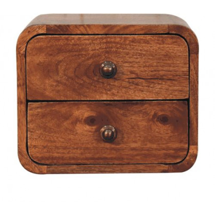 Artisan - Mini Curved Honey Caramel Wall Mounted Bedside