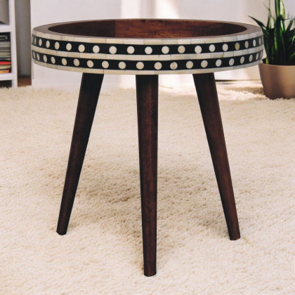 Artisan - Honey Caramel Small Patterned Nordic Style End Table
