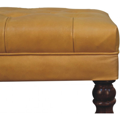 Artisan - Honey Caramel Buffalo Tan Leather Ottoman With Castor Legs