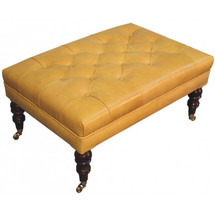 Artisan - Honey Caramel Buffalo Tan Leather Ottoman With Castor Legs