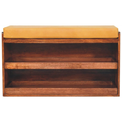 Artisan - Buffalo Hide Pull Out Honey Caramel Shoe Storage Bench