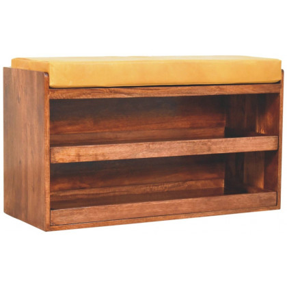 Artisan - Buffalo Hide Pull Out Honey Caramel Shoe Storage Bench