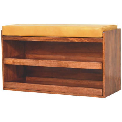 Artisan - Buffalo Hide Pull Out Honey Caramel Shoe Storage Bench