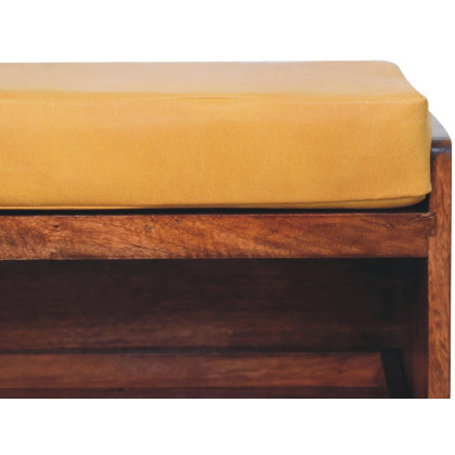 Artisan - Buffalo Hide Pull Out Honey Caramel Shoe Storage Bench