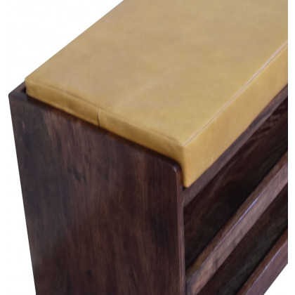 Artisan - Buffalo Hide Pull Out Honey Caramel Shoe Storage Bench