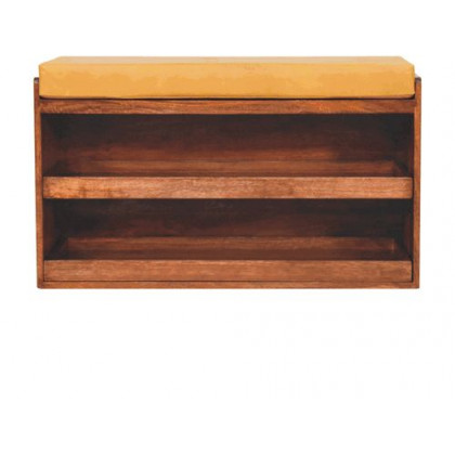 Artisan - Buffalo Hide Pull Out Honey Caramel Shoe Storage Bench