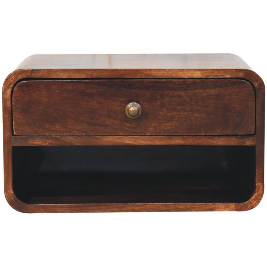 Artisan - Curved California Walnut Wall Mounted Bedside With Open Slot