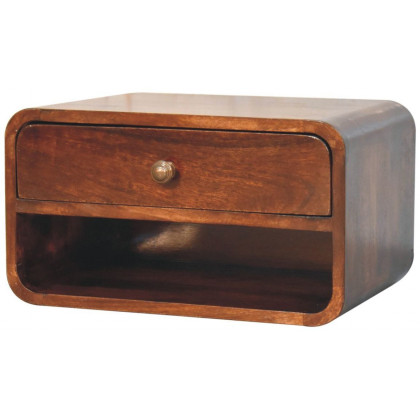 Artisan - Curved California Walnut Wall Mounted Bedside With Open Slot