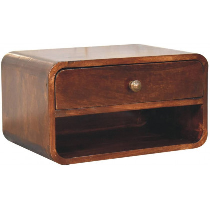 Artisan - Curved California Walnut Wall Mounted Bedside With Open Slot