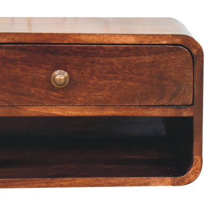 Artisan - Curved California Walnut Wall Mounted Bedside With Open Slot