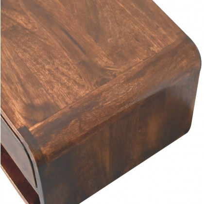 Artisan - Curved California Walnut Wall Mounted Bedside With Open Slot