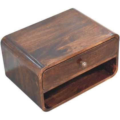 Artisan - Curved California Walnut Wall Mounted Bedside With Open Slot
