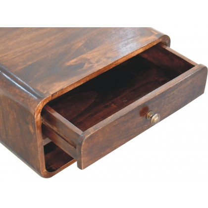 Artisan - Curved California Walnut Wall Mounted Bedside With Open Slot