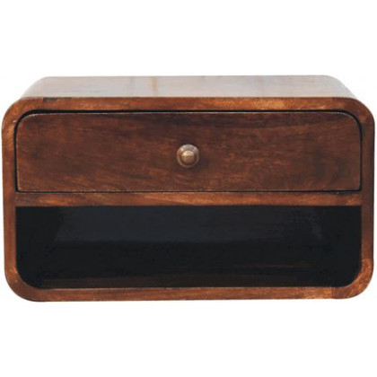 Artisan - Curved California Walnut Wall Mounted Bedside With Open Slot