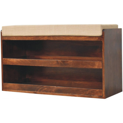 Artisan - California Walnut & Mud Linen Pull Out Shoe Bench