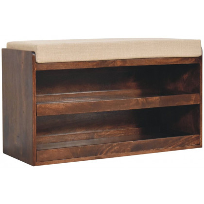 Artisan - California Walnut & Mud Linen Pull Out Shoe Bench