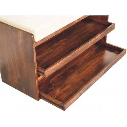 Artisan - California Walnut & Mud Linen Pull Out Shoe Bench