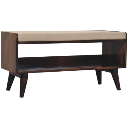 Artisan - California Walnut Bench With Mud Linen Seat Pad