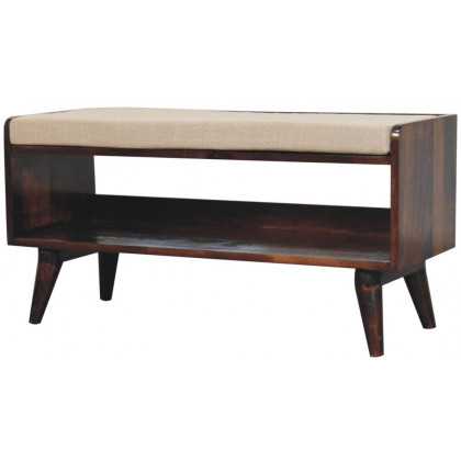 Artisan - California Walnut Bench With Mud Linen Seat Pad