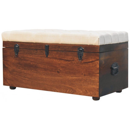 Artisan - California Walnut White Linen Storage Trunk
