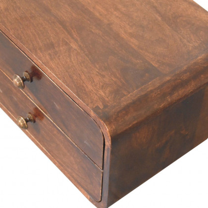 Artisan - Curved California Walnut Wall Mounted Bedside