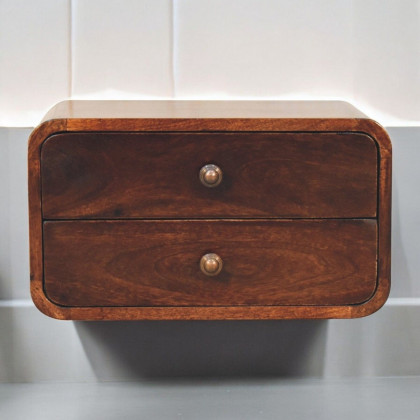 Artisan - Curved California Walnut Wall Mounted Bedside