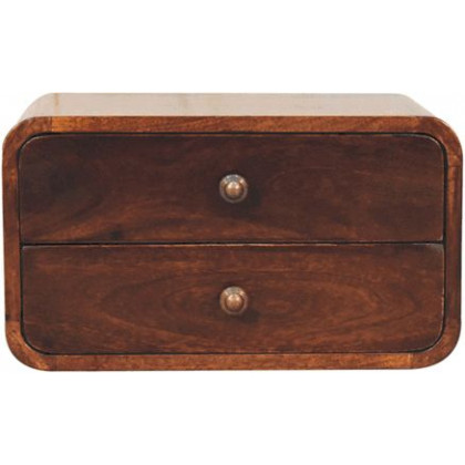 Artisan - Curved California Walnut Wall Mounted Bedside