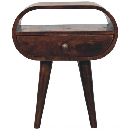 Artisan - California Walnut Circular Bedside With Open Slot