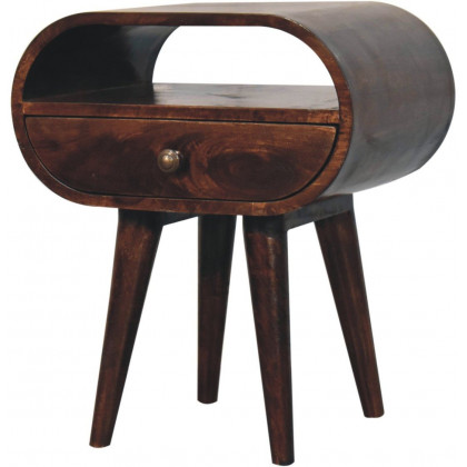 Artisan - California Walnut Circular Bedside With Open Slot