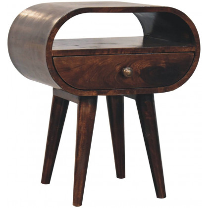 Artisan - California Walnut Circular Bedside With Open Slot