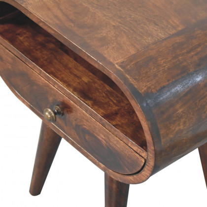 Artisan - California Walnut Circular Bedside With Open Slot
