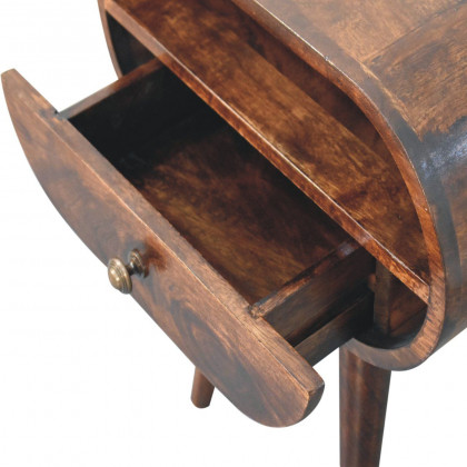 Artisan - California Walnut Circular Bedside With Open Slot