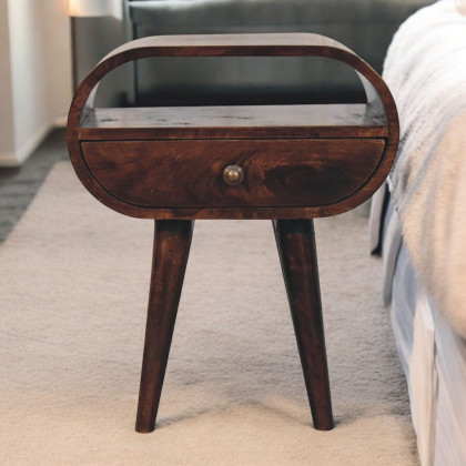 Artisan - California Walnut Circular Bedside With Open Slot
