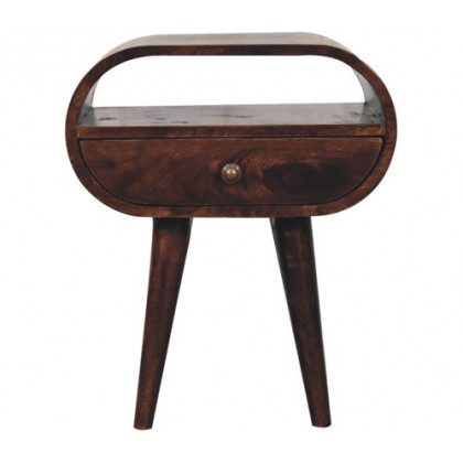 Artisan - California Walnut Circular Bedside With Open Slot