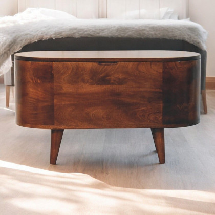 Artisan - California Walnut Rounded Lid Up Blanket Box