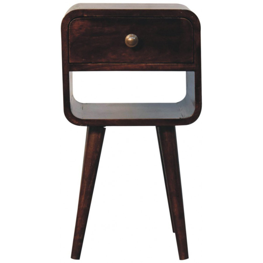 Artisan - Mini California Walnut Curved Bedside With Lower Slot