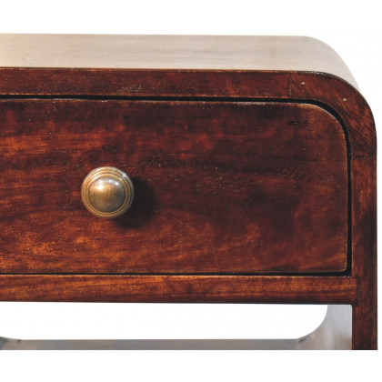 Artisan - Mini California Walnut Curved Bedside With Lower Slot