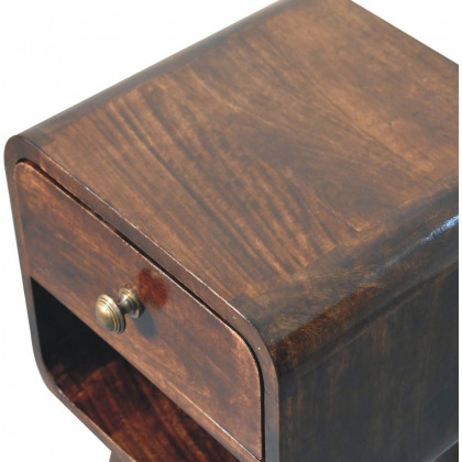 Artisan - Mini California Walnut Curved Bedside With Lower Slot
