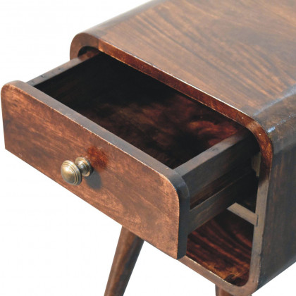 Artisan - Mini California Walnut Curved Bedside With Lower Slot
