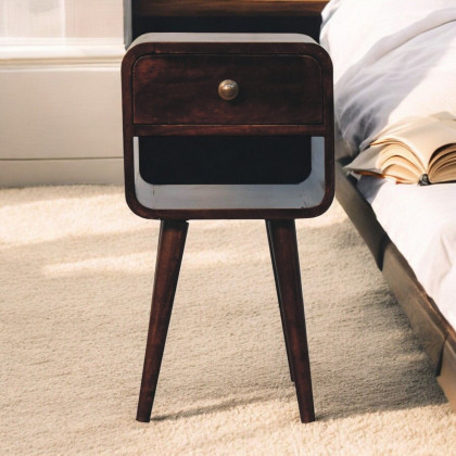 Artisan - Mini California Walnut Curved Bedside With Lower Slot