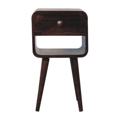 Artisan - Mini California Walnut Curved Bedside With Lower Slot