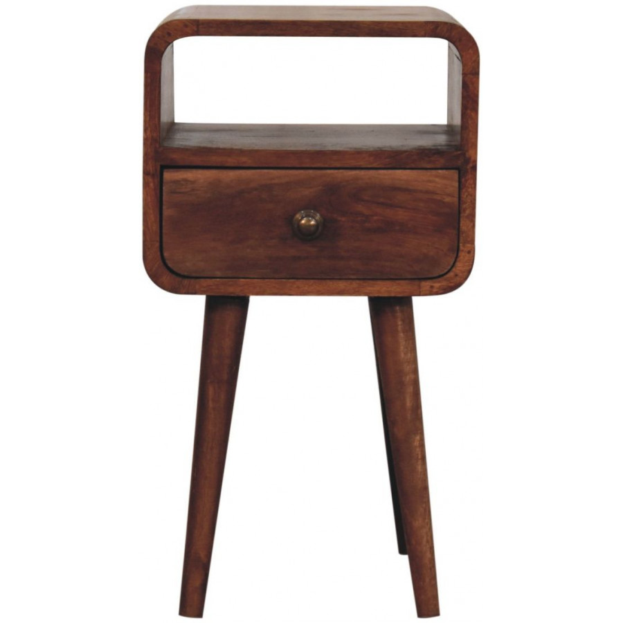 Artisan - Mini Honey Caramel Curved Bedside With Open Slot