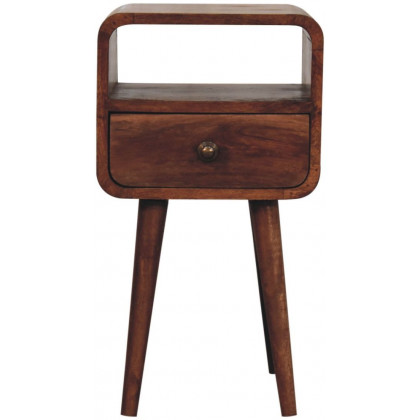 Artisan - Mini Honey Caramel Curved Bedside With Open Slot