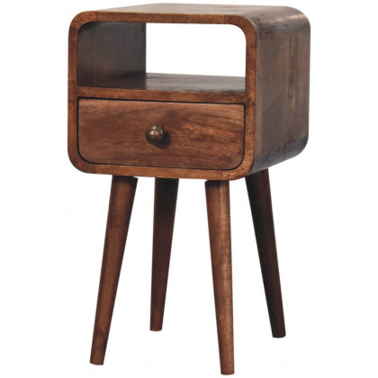 Artisan - Mini Honey Caramel Curved Bedside With Open Slot