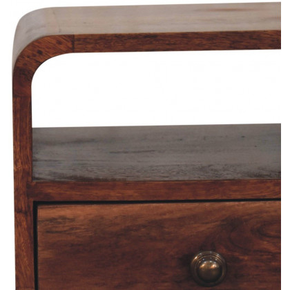 Artisan - Mini Honey Caramel Curved Bedside With Open Slot