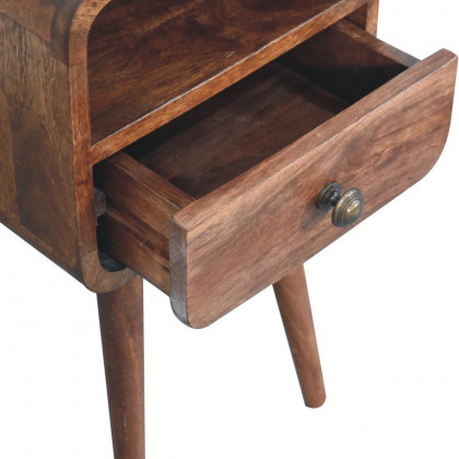 Artisan - Mini Honey Caramel Curved Bedside With Open Slot